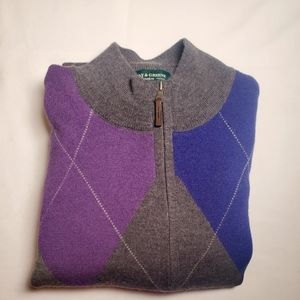 Fairway & Green Signature Golf Sweater | Purple/Grey Argyle Style | XL